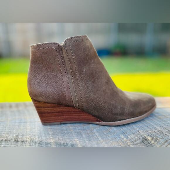 Franco Sarto Wera Brown Leather & Suede Wedge Ankle Boots. Size 8. Worn Once. - Picture 1 of 6